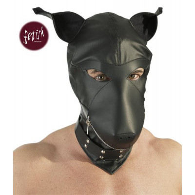 MASCHERA DOBERMANN IN PELLE NERA - TAGLIA UNICA 