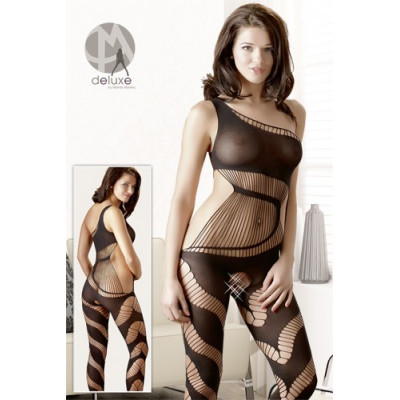 CATSUIT MONOSPALLA CON STRINGHE OPACHE E CAVALLO APERTO - TAGLIA UNICA